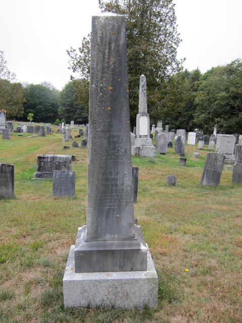 Tall gray headstone for Joseph Morse, Jr and wife Lucy